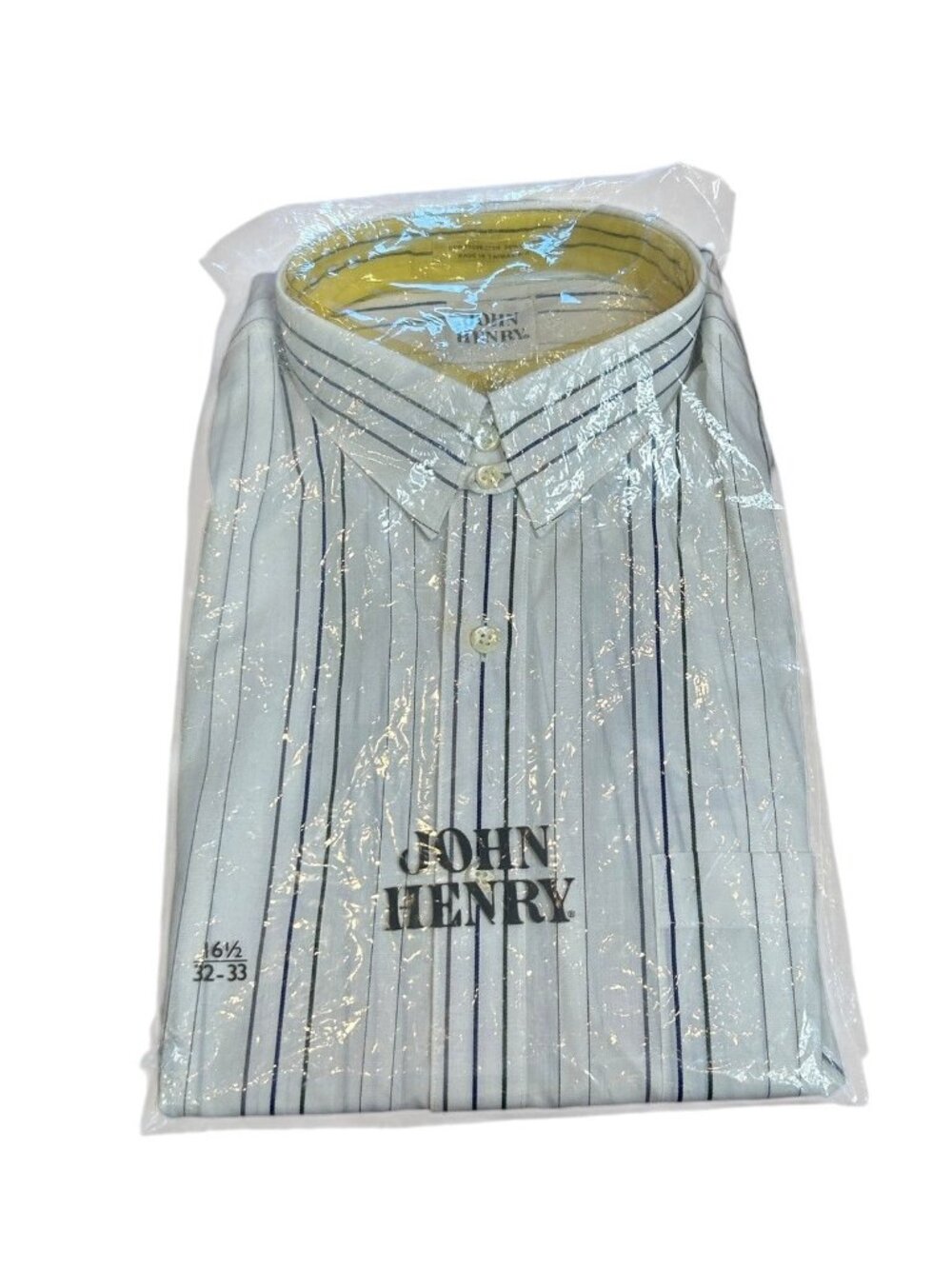 John Henry Men's Striped Dress Shirt Tab Collar Blue Gray White 16.5/32/33 NWT